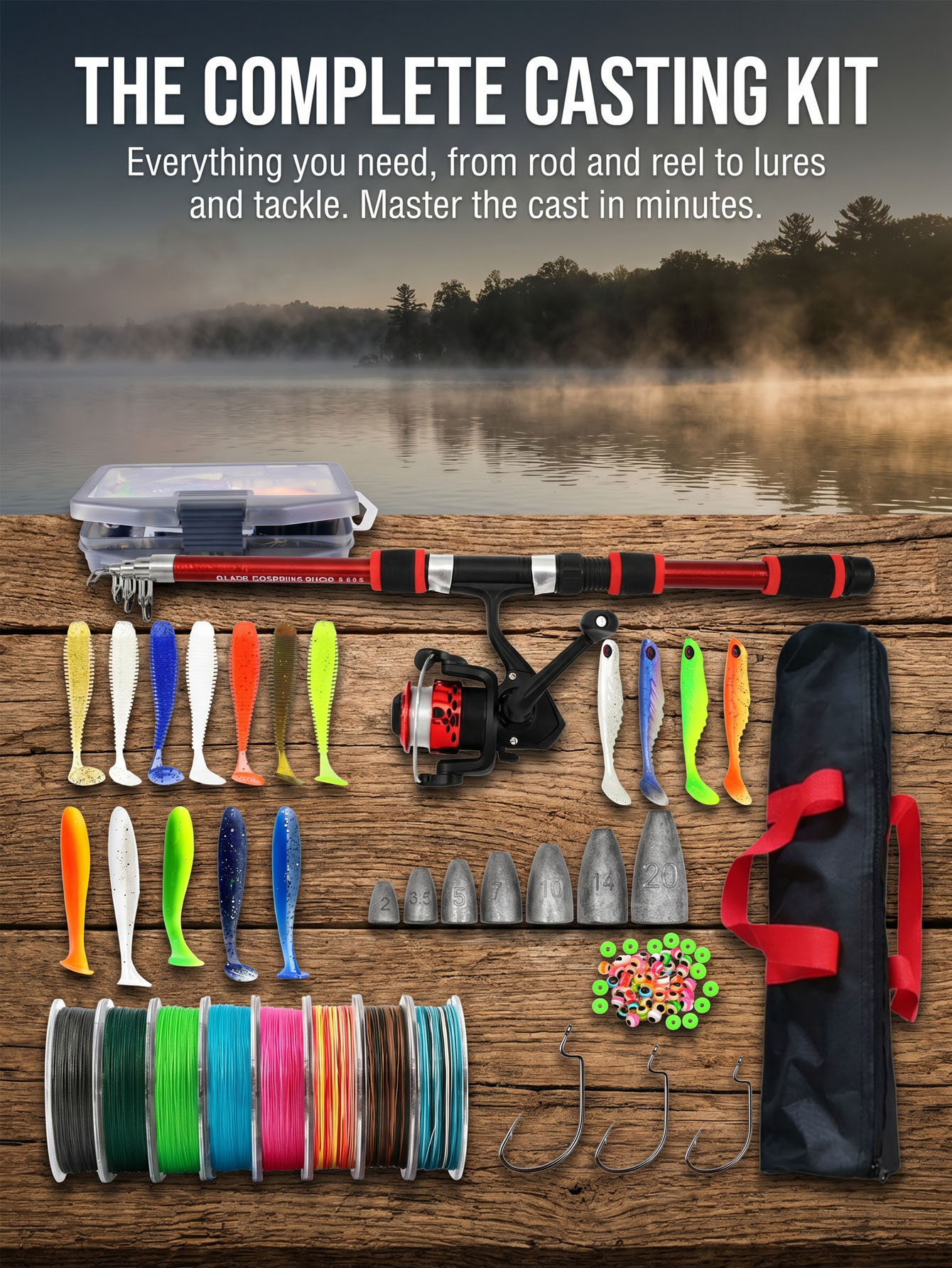 Fishing Rod Reel Combos Collap - Reel Bag review and price
